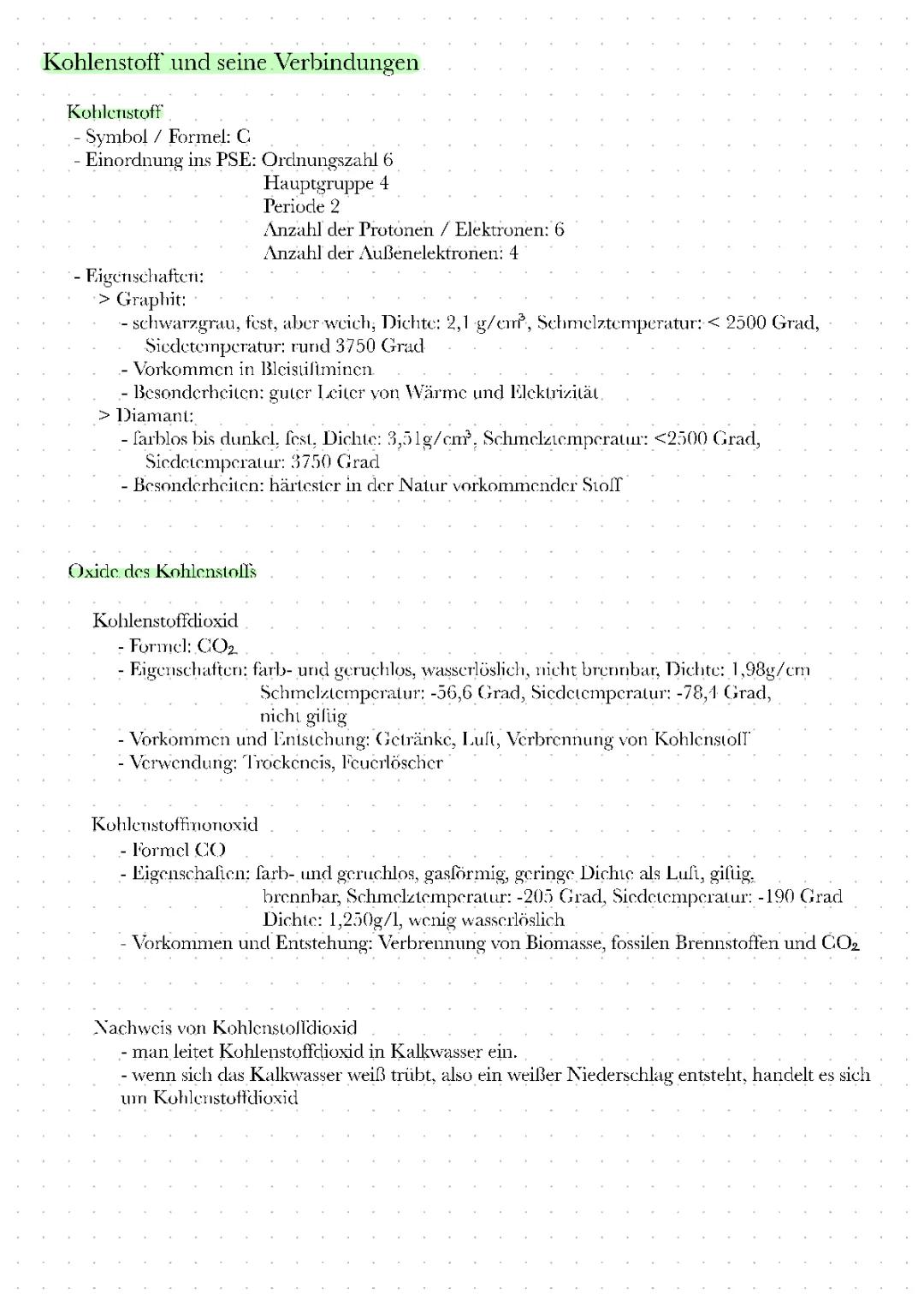 Kohlenstoff und seine Verbindungen 