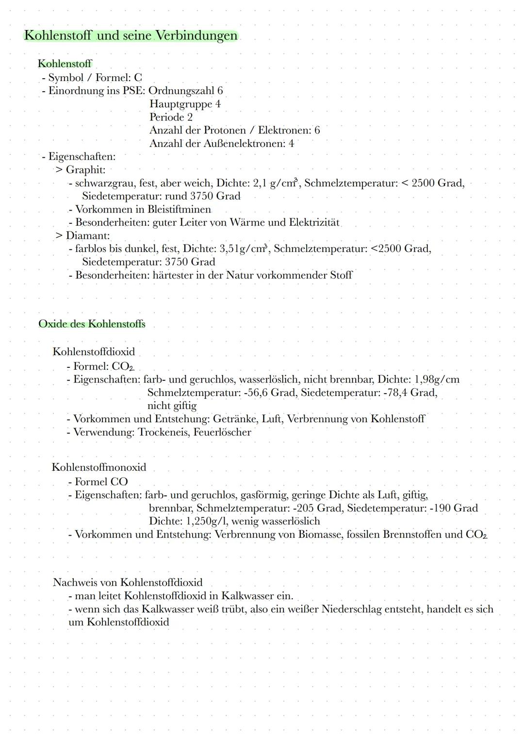Kohlenstoff und seine Verbindungen.
Kohlenstoff
-Symbol / Formel: C
- Einordnung ins PSE: Ordnungszahl 6
Hauptgruppe 4
- Eigenschaften:
> Gr