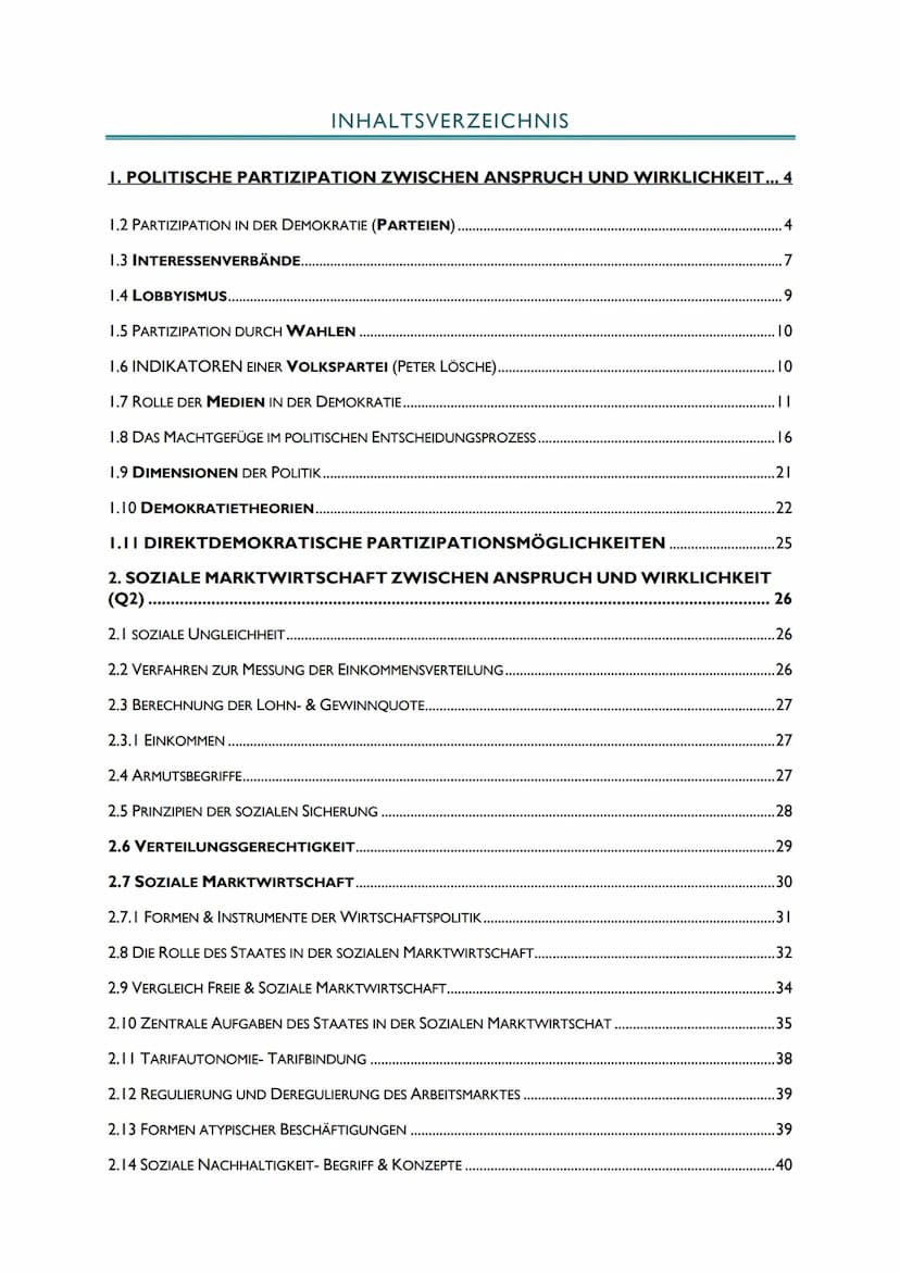 ABILERNZETTEL POLITIK
Erhöhtes Niveau
LK
ABITUR 2021
Niedersachsen INHALTSVERZEICHNIS
I. POLITISCHE PARTIZIPATION ZWISCHEN ANSPRUCH UND WIRK