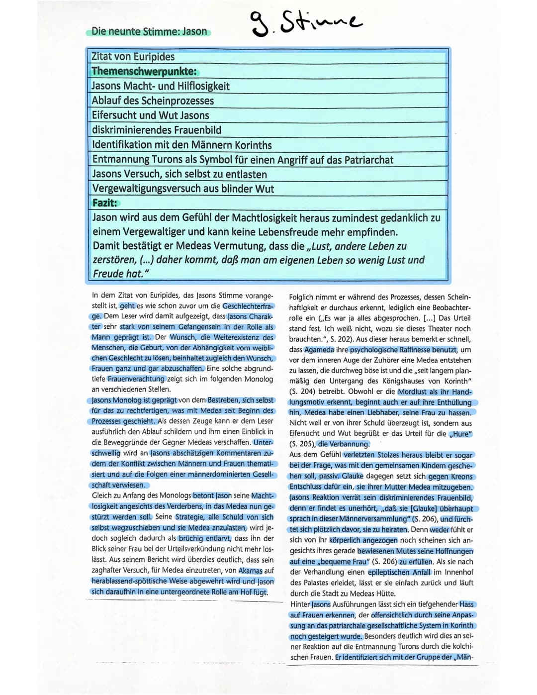 Die neunte Stimme: Jason
Zitat von Euripides
Themenschwerpunkte:
Jasons Macht- und Hilflosigkeit
Ablauf des Scheinprozesses
Eifersucht und W
