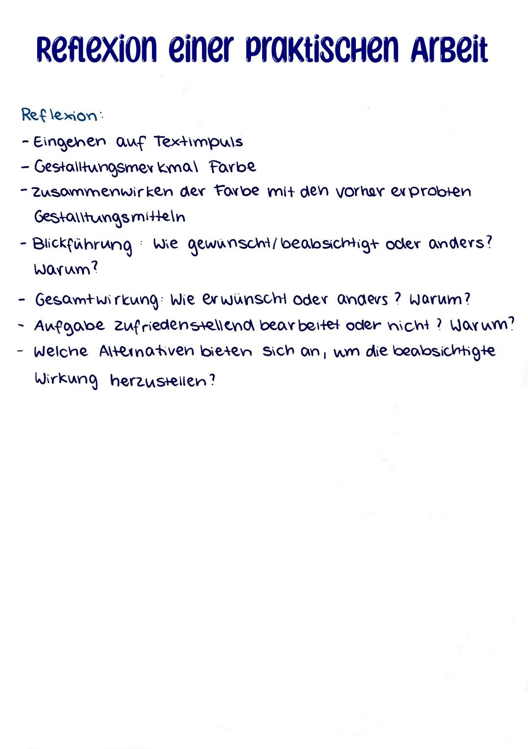 Reflexion einer praktischen Arbeit
Einleitung
1. Aufgabe vorstellen
2. Erste Assoziationen
3. Zielsetzung
↳ Aufgabenstellung
↳ Gesamtwirkung