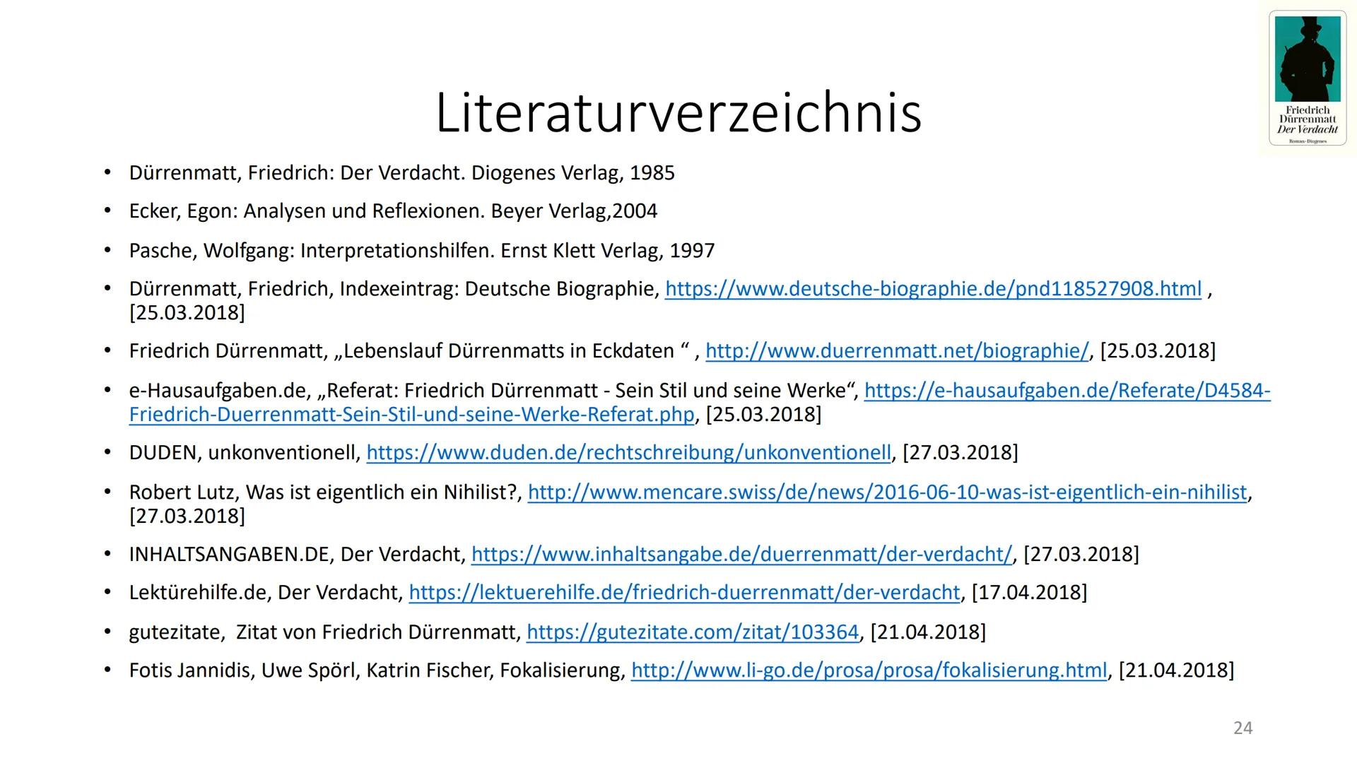 Friedrich
Dürrenmatt
Der Verdacht
Roman Diogenes
Der Verdacht
-Friedrich Dürrenmatt-
1 1) Autor
Der Verdacht - Friedrich Dürrenmatt
Friedric