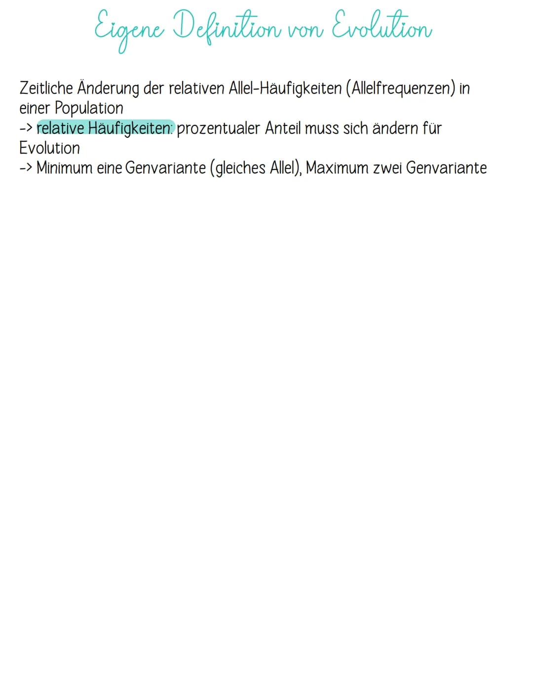Definition:
Evolution ist eine
über Generationen
hinweg ablaufende
Veränderung der
erblichen Merkmale
von Populationen
Evolution
Grundbegrif