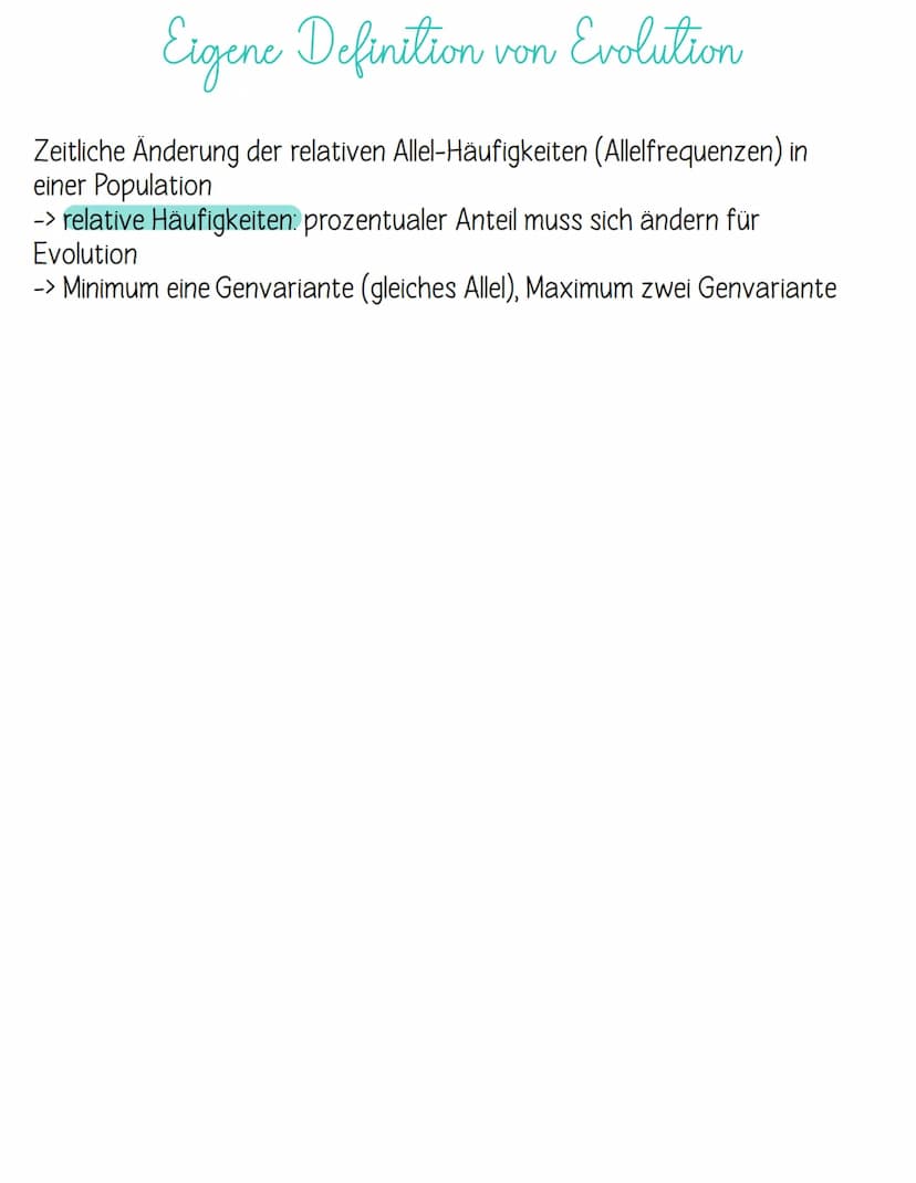 Definition:
Evolution ist eine
über Generationen
hinweg ablaufende
Veränderung der
erblichen Merkmale
von Populationen
Evolution
Grundbegrif
