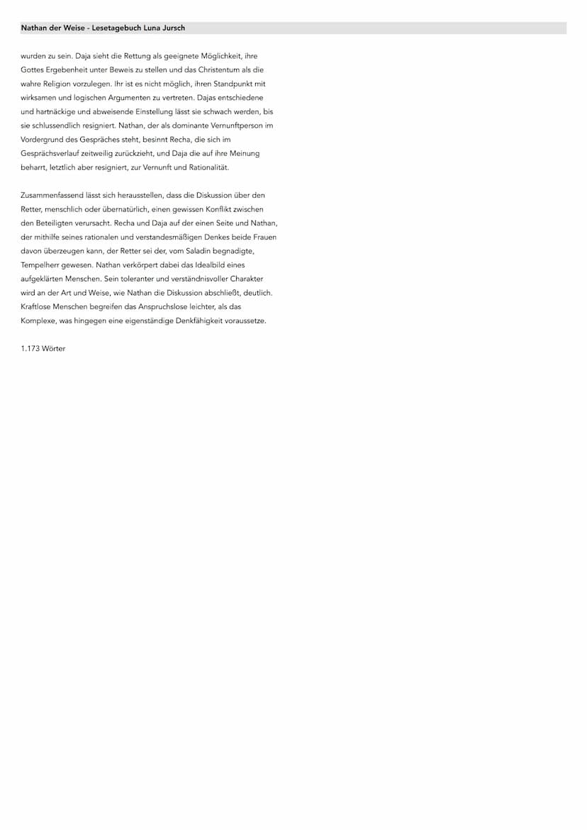 Nathan der Weise - Lesetagebuch Luna Jursch
Allgemeine Informationen - Werkdaten
Titel
Nathan der Weise
Autor
Gotthold Ephraim Lessing (1729