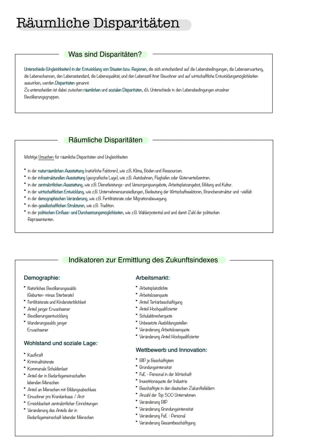 Räumliche Disparitäten
Was sind Disparitäten?
Unterschiede (Ungleichheiten) in der Entwicklung von Staaten bzw. Regionen, die sich entscheid