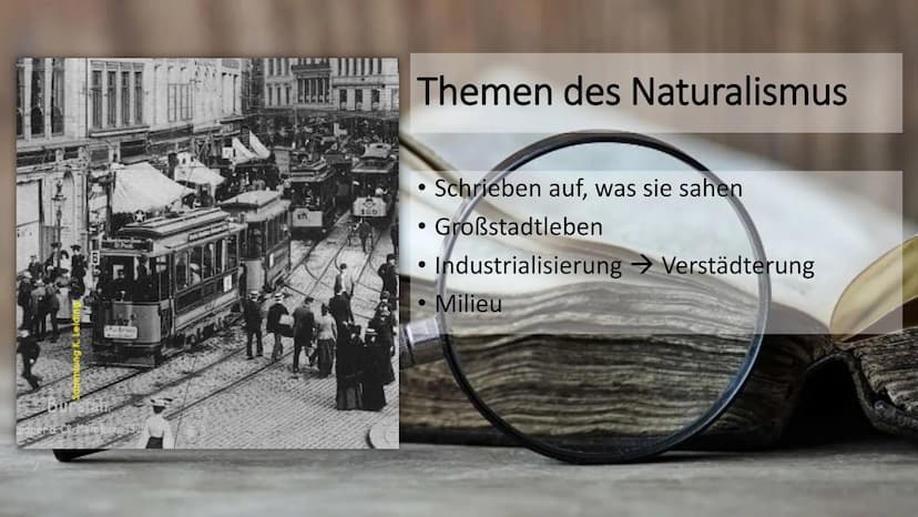 Naturalismus Epoche
Definition
lat. Natura: ,,Natur"
Zwischen 1880 und 1900
Naturalismus = detaillierte Darstellung der Wirklichkeit (Gesell