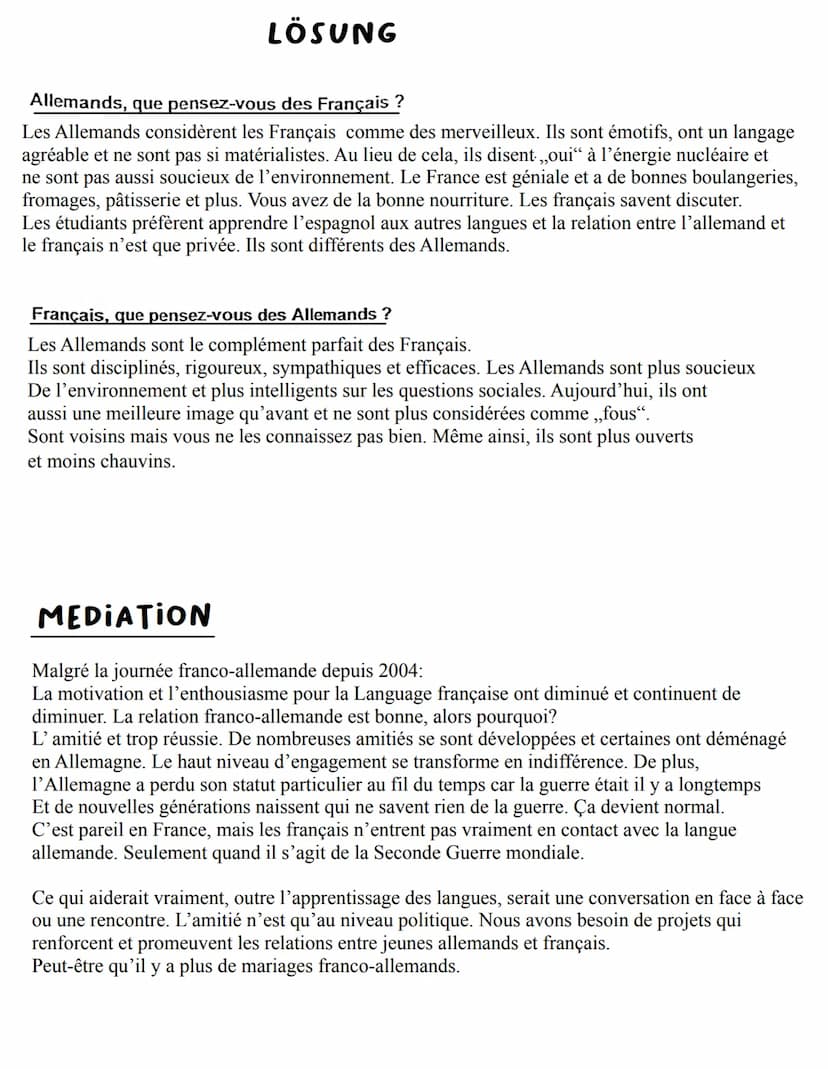 Regards croisés
Allemands, que pensez-vous des Français ?
« C'est un peuple merveilleux. J'ai effectué plusieurs échanges scolaires en Franc