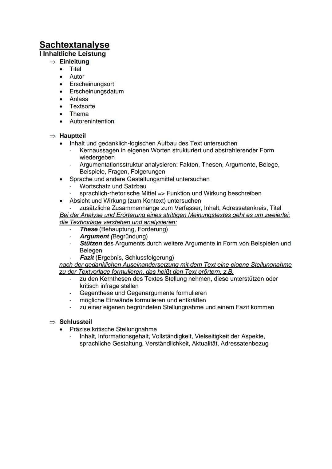 Deutsch Abschlussprüfung
Kurzgeschichtenanalyse
Merkmale
• offener Anfang, expositionsloser Anfang, unmittelbaren Einstieg
●
Alltagspersonen