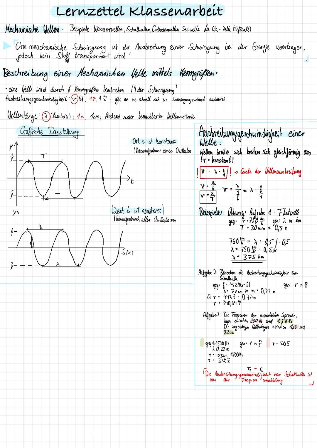 Mechanische Wellen und Schall: Aufgaben, Lösungen und Beispiele