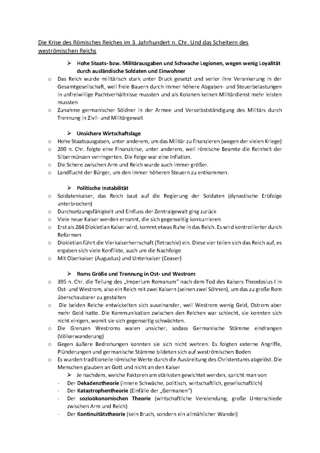 Die Reichskrise im 3. Jahrhundert und der Untergang des Weströmischen Reiches