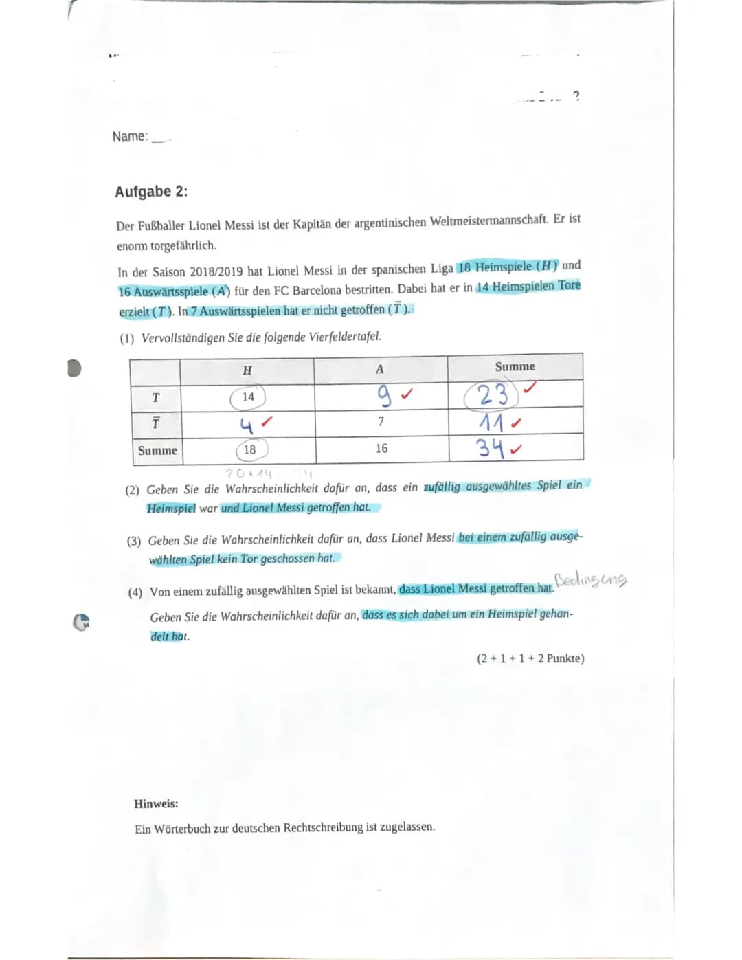 ESO
Name...
Zentrale Klaua.
Mathematik
Prüfungsteil A: Aufgaben ohne Hilfsmittel
Aufgabe 1:
Gegeben ist die Ableitungsfunktion f' mit
X
f' i