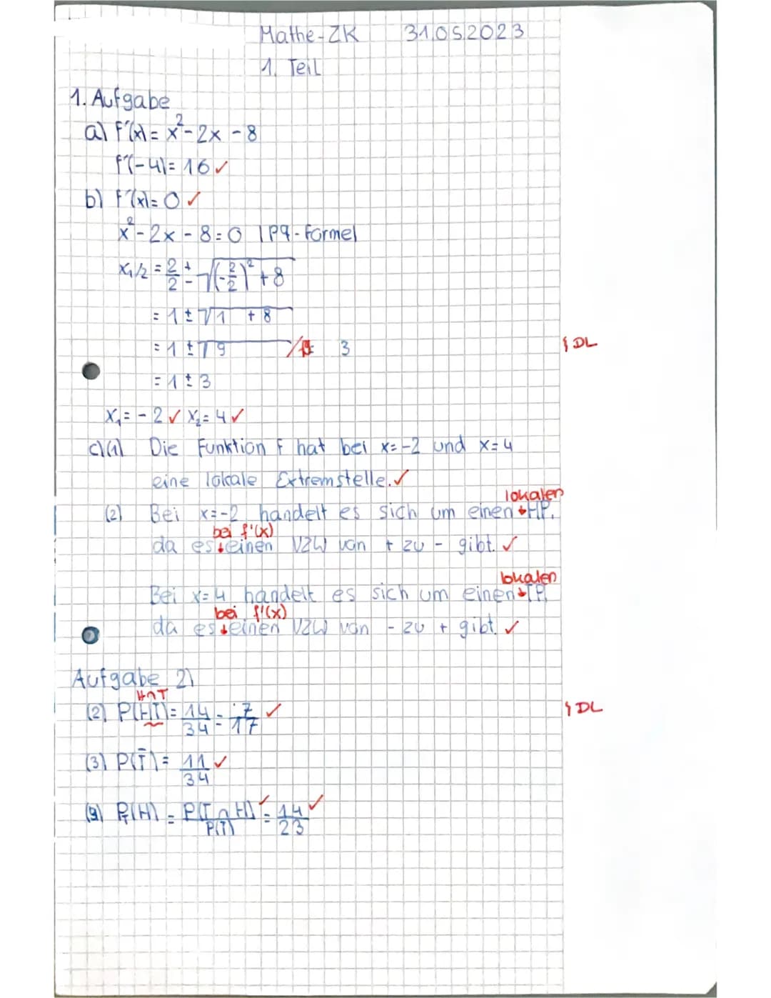 ESO
Name...
Zentrale Klaua.
Mathematik
Prüfungsteil A: Aufgaben ohne Hilfsmittel
Aufgabe 1:
Gegeben ist die Ableitungsfunktion f' mit
X
f' i