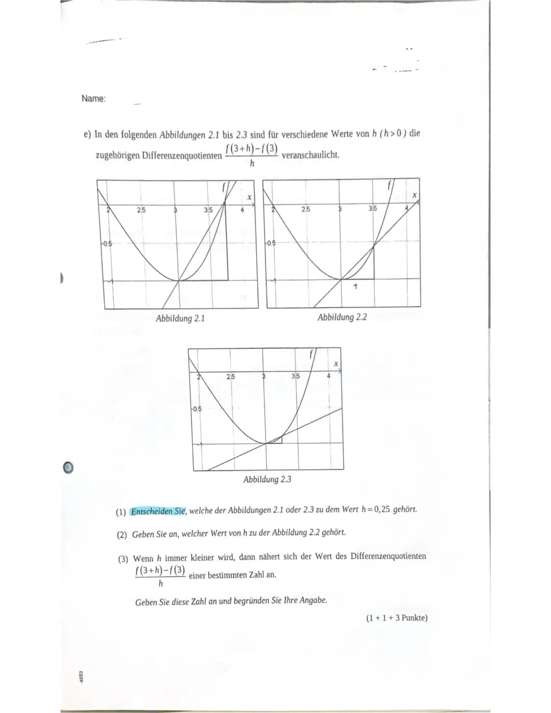 ESO
Name...
Zentrale Klaua.
Mathematik
Prüfungsteil A: Aufgaben ohne Hilfsmittel
Aufgabe 1:
Gegeben ist die Ableitungsfunktion f' mit
X
f' i