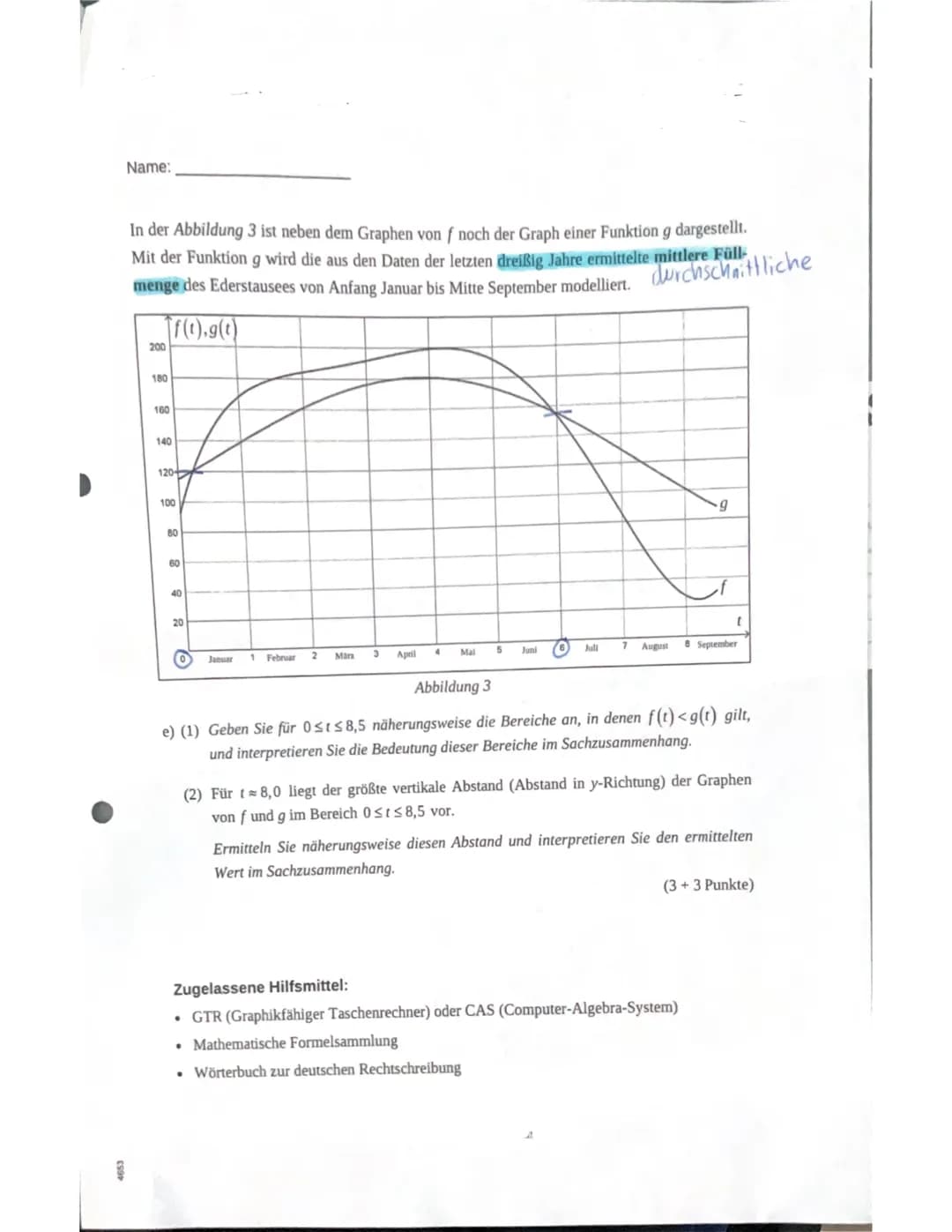 ESO
Name...
Zentrale Klaua.
Mathematik
Prüfungsteil A: Aufgaben ohne Hilfsmittel
Aufgabe 1:
Gegeben ist die Ableitungsfunktion f' mit
X
f' i