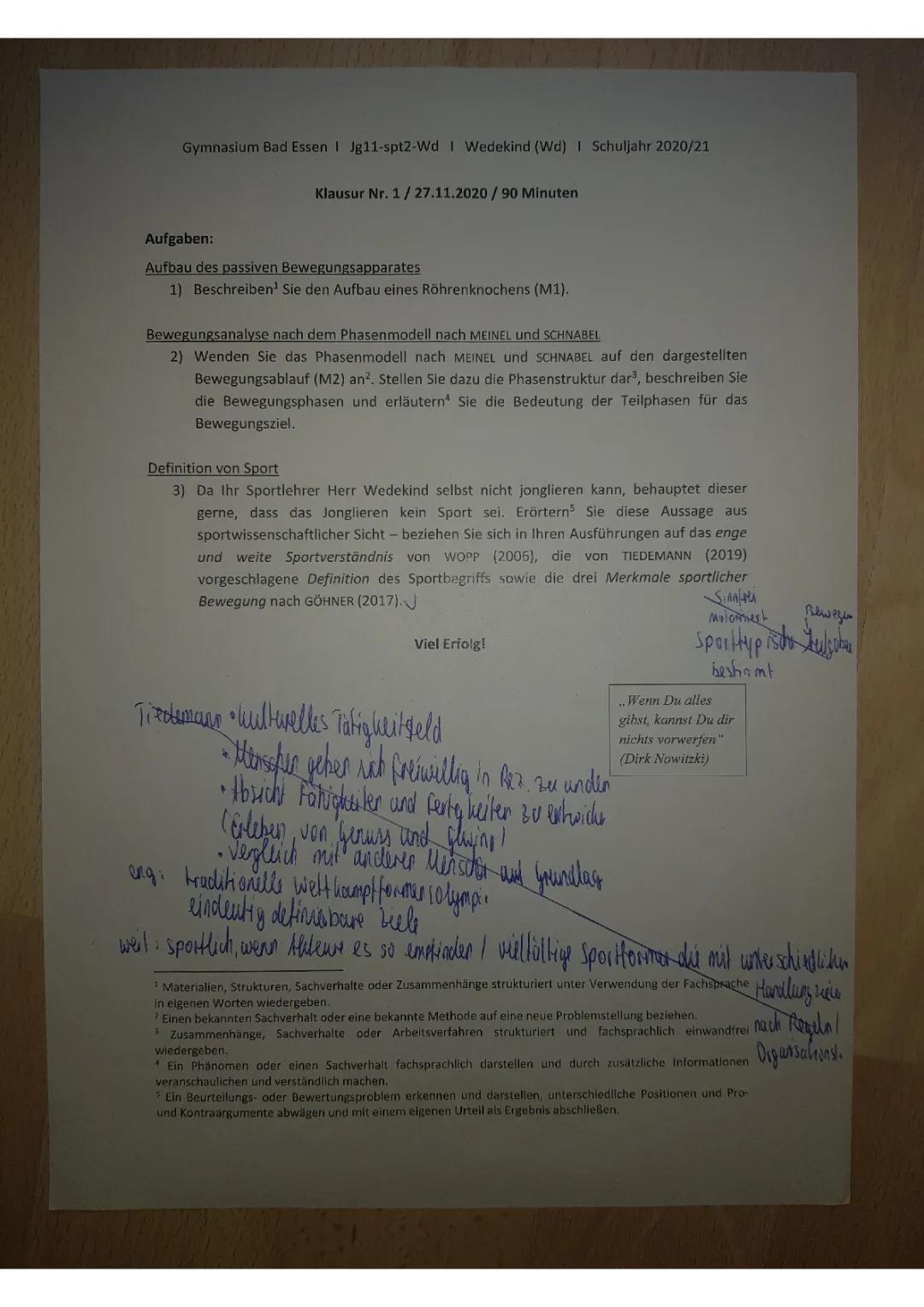 Was ist der Sportbegriff? Aufbau Röhrenknochen 5. und 6. Klasse, Meinel-Schnabel Phasenmodell