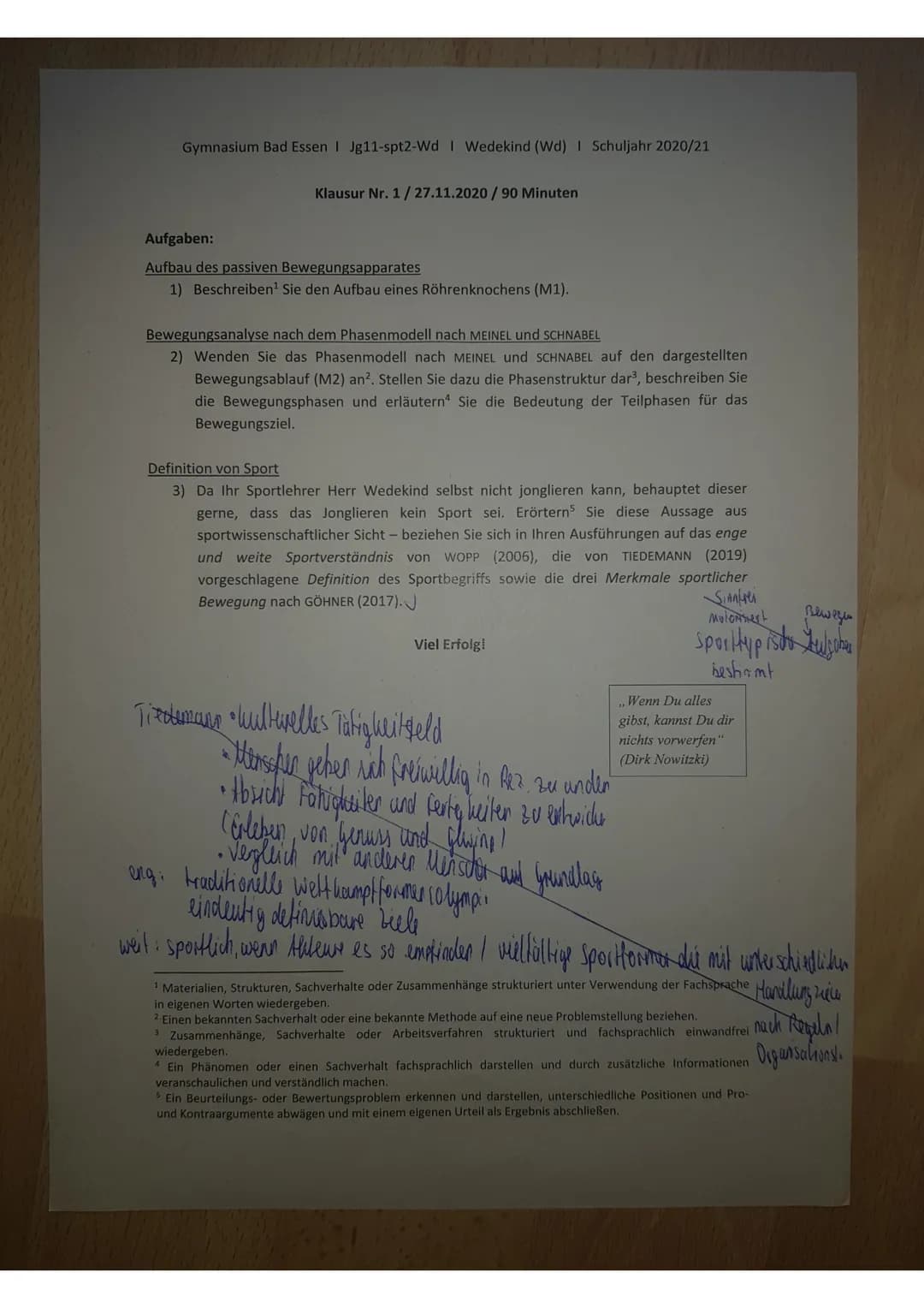 Gymnasium Bad Essen | Jg11-spt2-Wd I Wedekind (Wd) I Schuljahr 2020/21
Klausur Nr. 1/27.11.2020/90 Minuten
Aufgaben:
Aufbau des passiven Bew