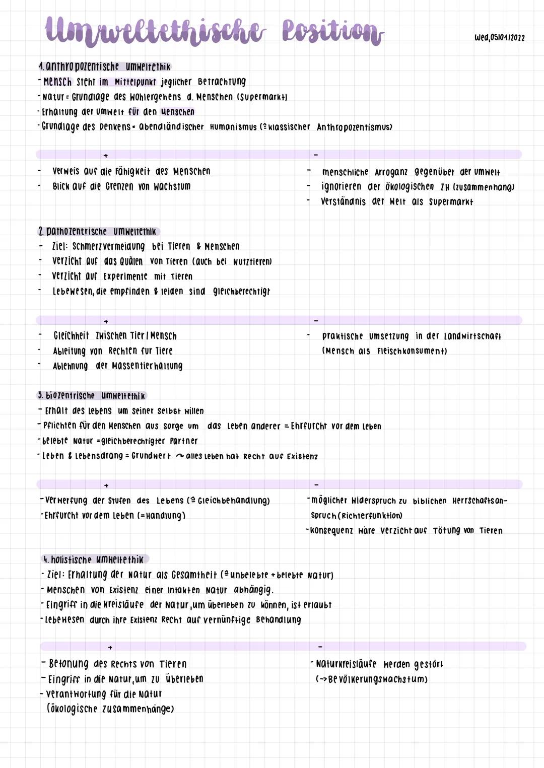 # Umweltethische Position

4. anthro pozentische Umweltethik

-Mensch steht im Mittelpunkt jeglicher Betrachtung

- Natur Grundlage des Wohl