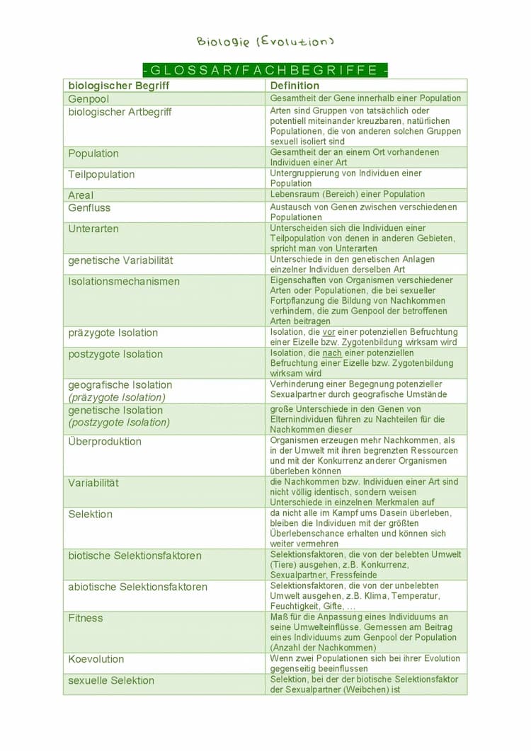 Know Biologie Glossar Evolution thumbnail