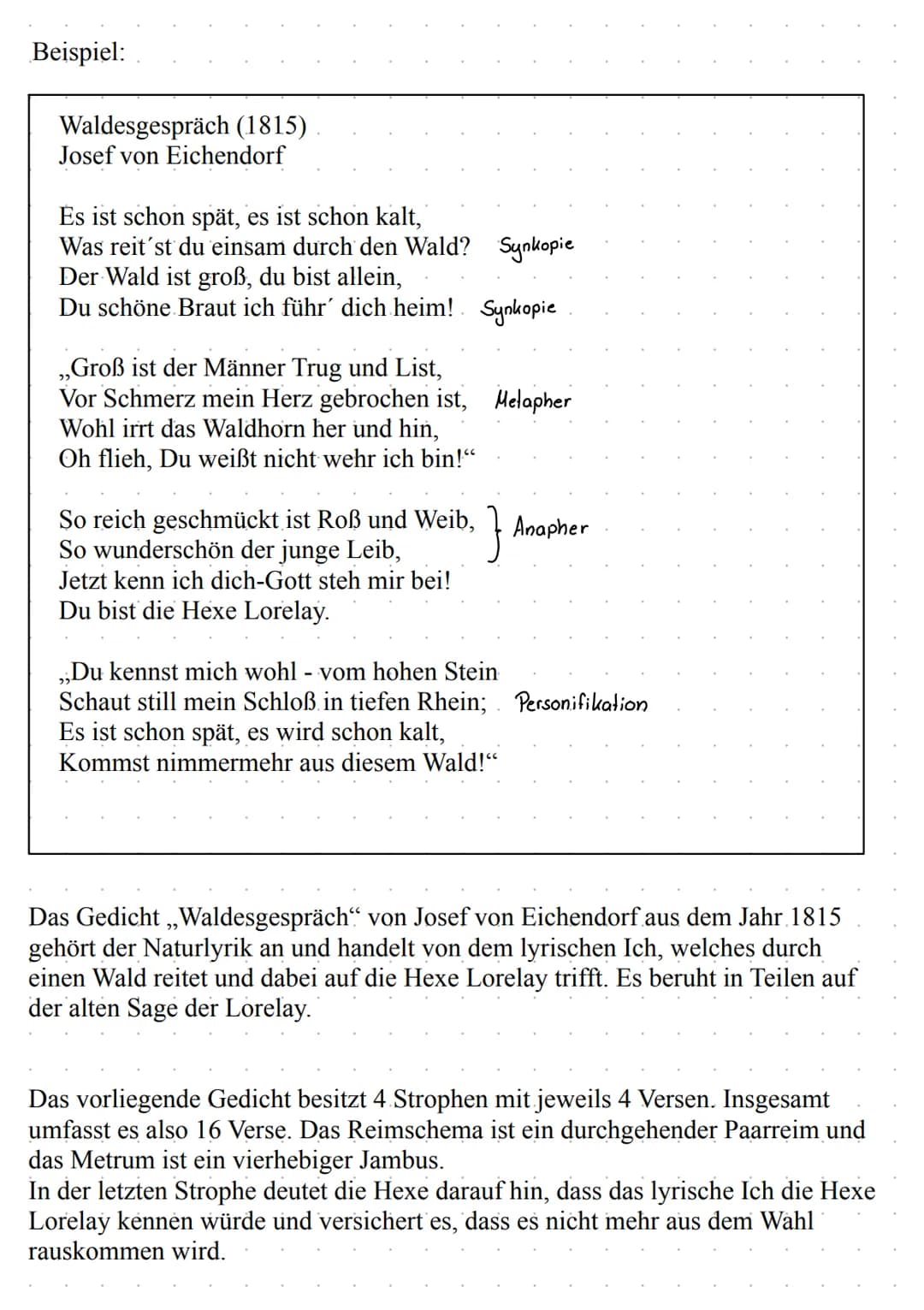 Gedichtanalyse Beispiel & Aufbau PDF: Übungen, Stilmittel und Checkliste