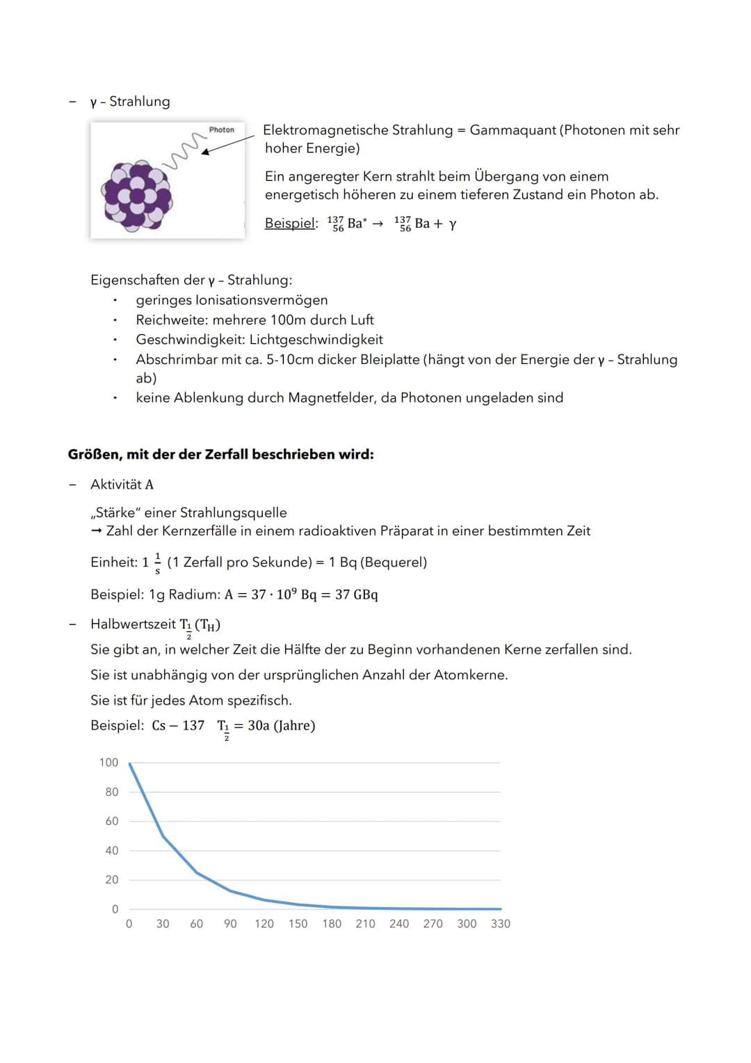 Radioaktive Strahlung
1896 von Antoine Henri Bequerel entdeckt und von Marie Curie weiter erforscht.
Es gibt 3 Strahlungsarten:
a - Strahlun