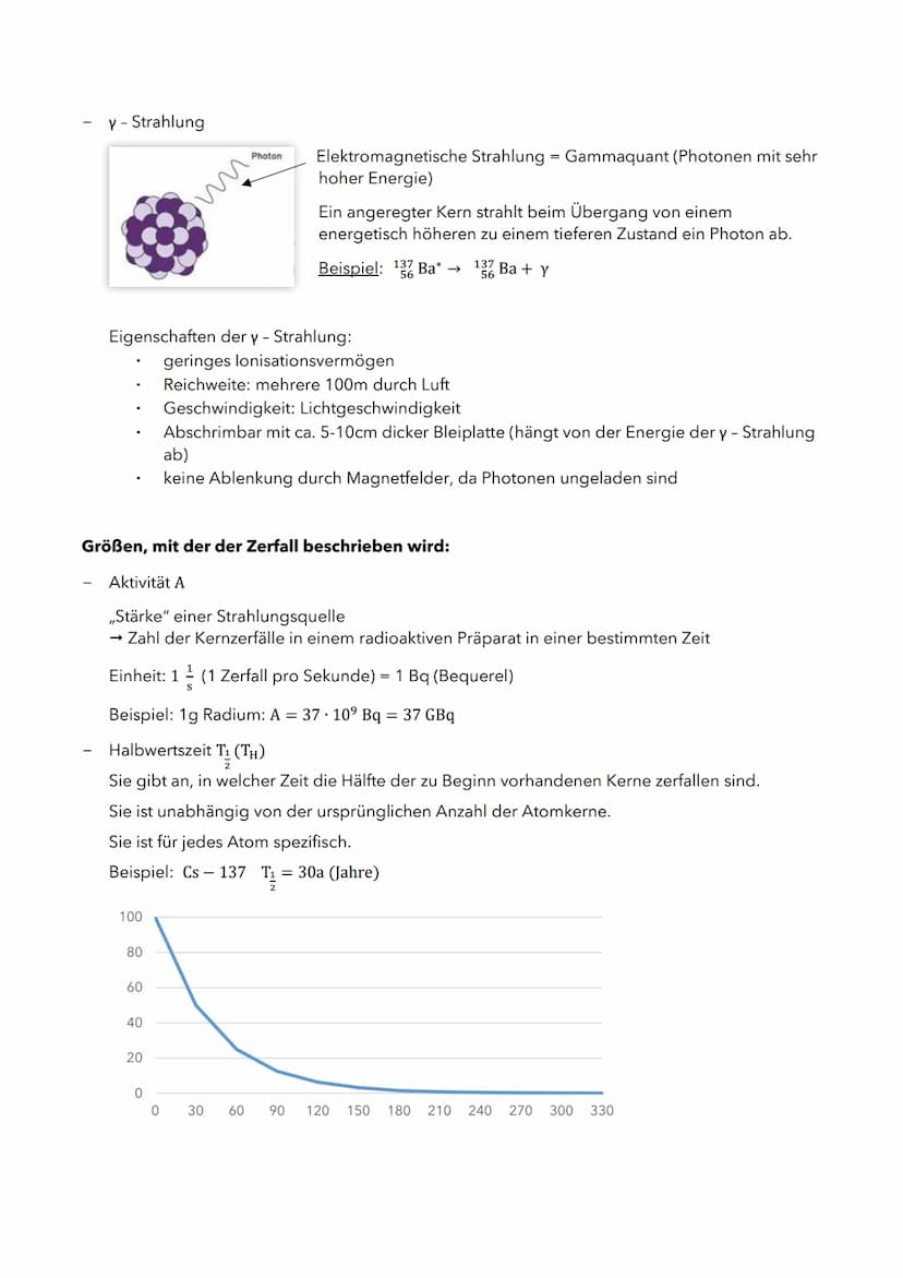 Radioaktive Strahlung
1896 von Antoine Henri Bequerel entdeckt und von Marie Curie weiter erforscht.
Es gibt 3 Strahlungsarten:
a - Strahlun