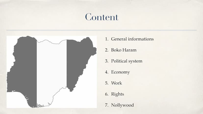 Nigeria
Hanna, Albina, Kristina, Nico
(2)
ALLGOT
12
INEC
EC 30 C
NOEPENGEN NATIONAL ECTORAL COSSION
OTINGNES
GRESS
RECIRECINEC Content
T
1. 