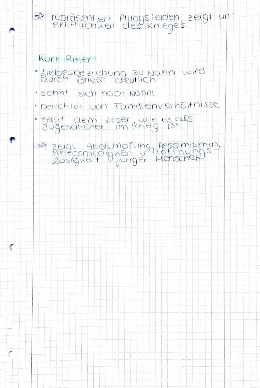 Junktion der erzähler imbuch
vert kolbe
。
0
• Kniegsverletzung
O
a
Kriegserfahrungen
RUCK kehr von der Front
0
Lazerett
erzähit
vom Jahr am 