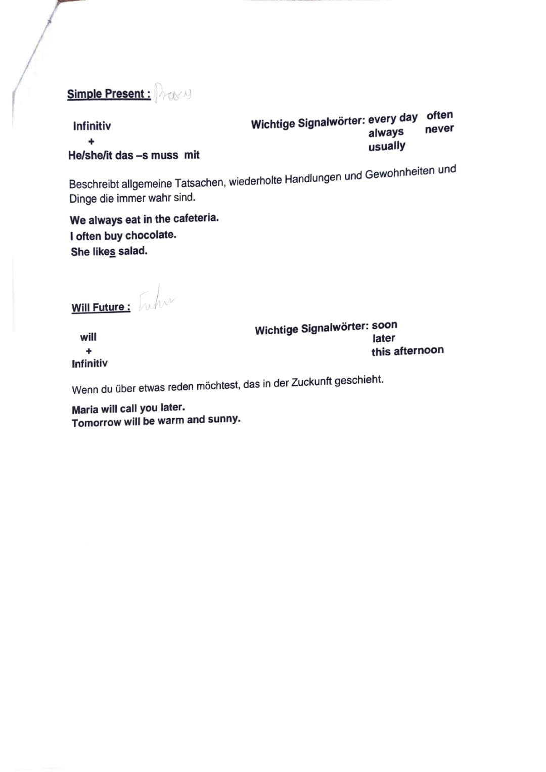 Englisch Zeitformen 