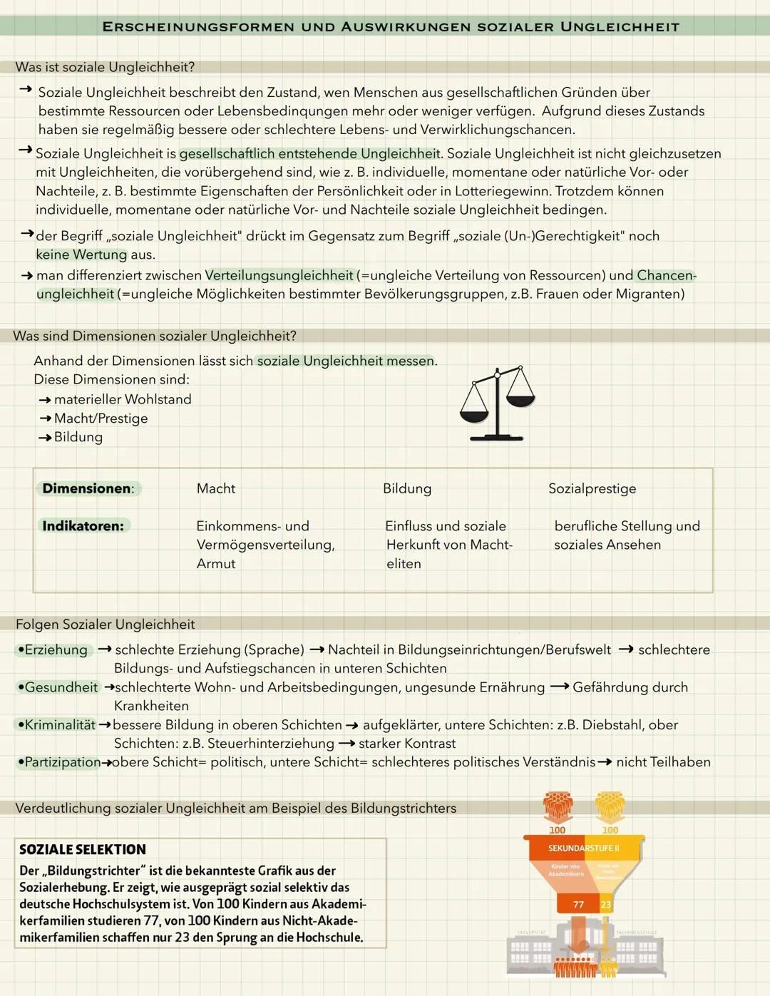 # ERSCHEINUNGSFORMEN UND AUSWIRKUNGEN SOZIALER UNGLEICHHEIT

Was ist soziale Ungleichheit?

→ Soziale Ungleichheit beschreibt den Zustand, w