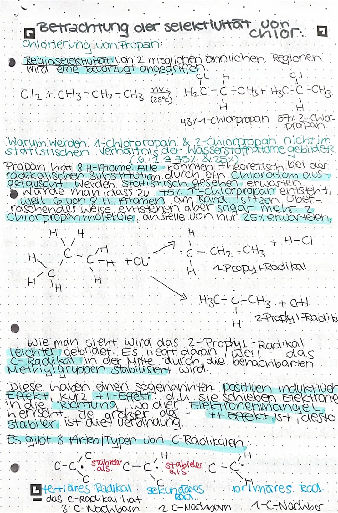Auch andere Wasserstoffatome können durch.
Chloratome ersetzt werden. Entsprechend entstehen.
dann Dichlormethan, Trichlormetan & Tetrachlor