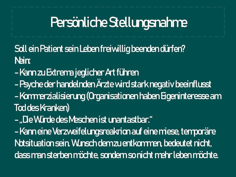 | Ethisches Problem Sterbehilfe
|
|
المسلمة
GK/wn2 Gliederung
1. Das Problem
2
3.
Deontologische Beurteilung
4. Teleologische Beurteilung
5.