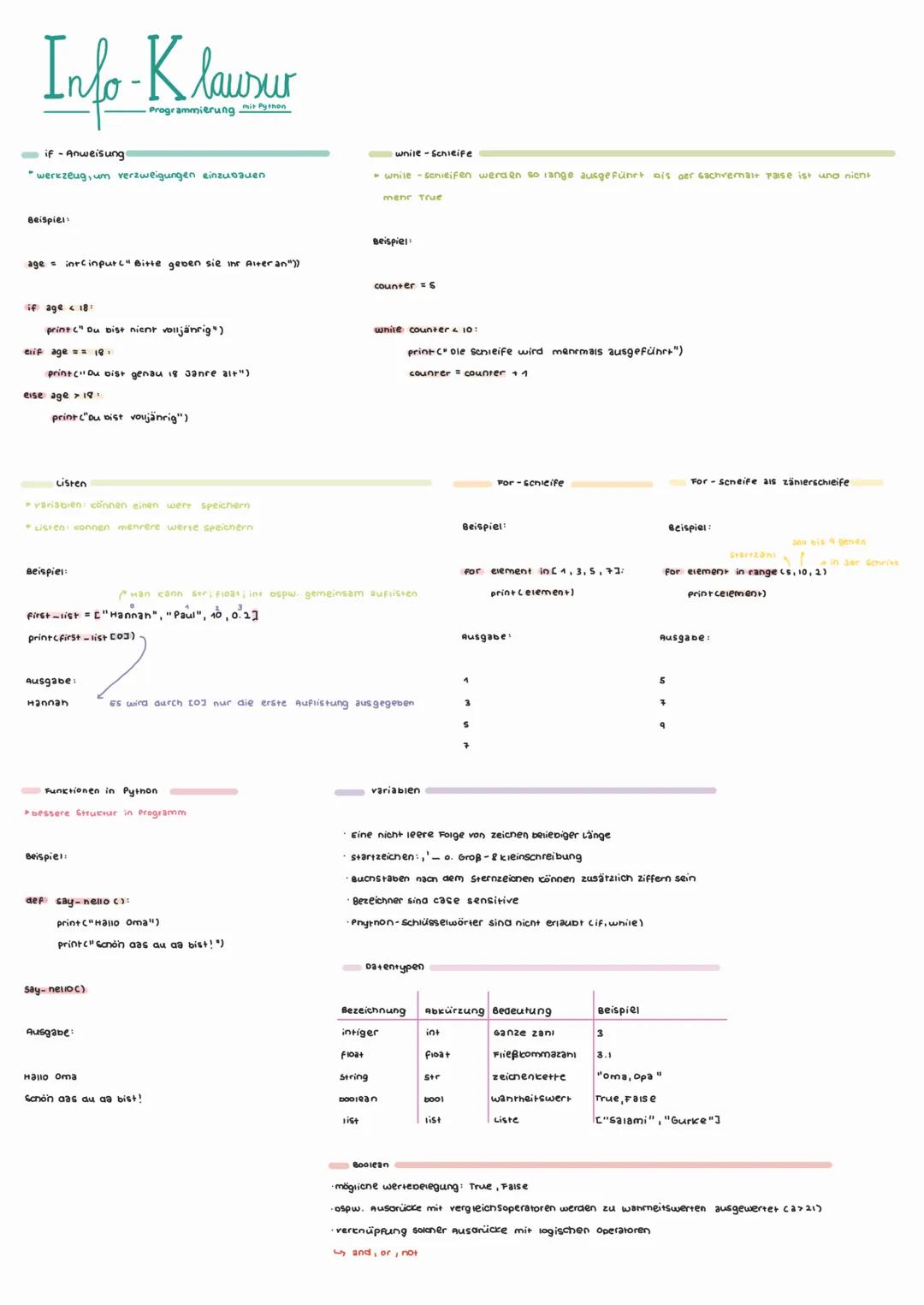# Info-Klausur

Programmierung mit Python

if - Anweisung

"werkzeug, um verzweigungen einzusquen

Beispiel:

```
age incinpurc" Bitte geven