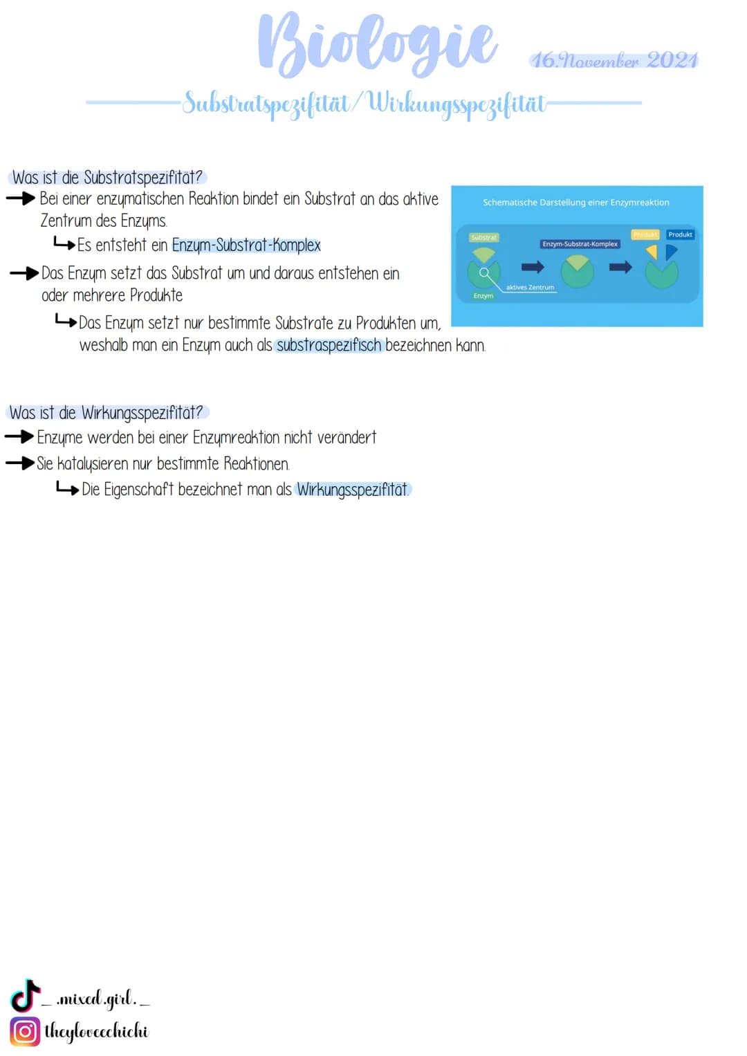 Biologie
· Bau von Enzymen
Was sind Enzyme?
Enzyme sind biologische Riesenmoleküle, wobei die meisten Enzyme Proteine (komplexe Eiweißmolekü