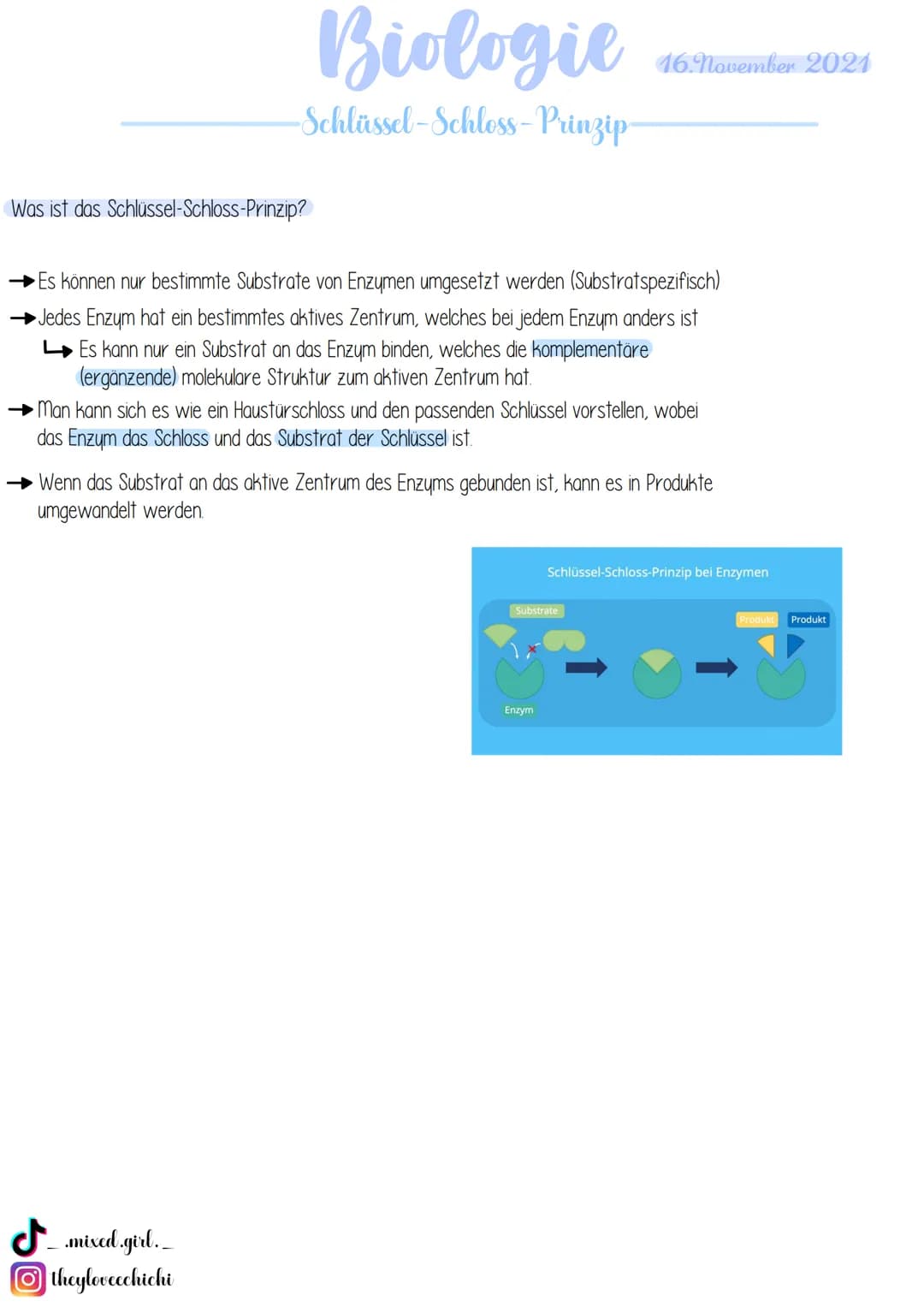 Biologie
· Bau von Enzymen
Was sind Enzyme?
Enzyme sind biologische Riesenmoleküle, wobei die meisten Enzyme Proteine (komplexe Eiweißmolekü