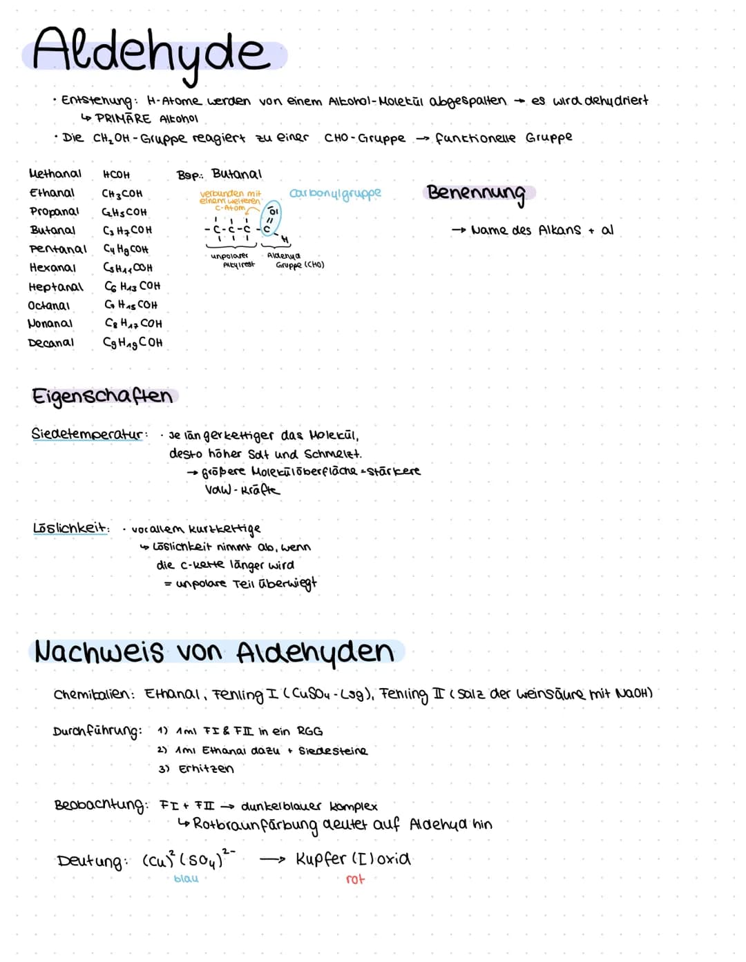 Alkanole (Alkohole)
Hydroxylgruppe = funktionelle Gruppe → polar
Alkylrest → unpolar
↳ je länger der Alkylrest ist, desto un polarer ist das