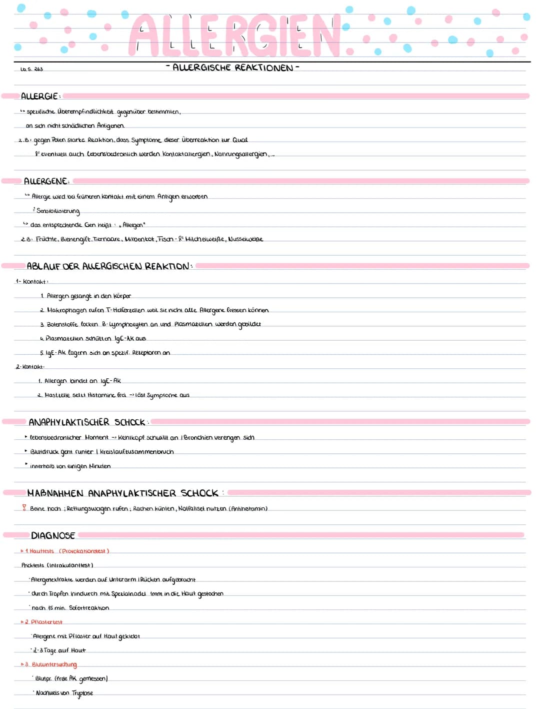 Lb. S. 263
ALLERGIE:
**spezifische Überempfindlichkeit gegenüber bestimmten,
an sich nicht schädlichen Antigenen.
2.B: gegen Polen starke Re