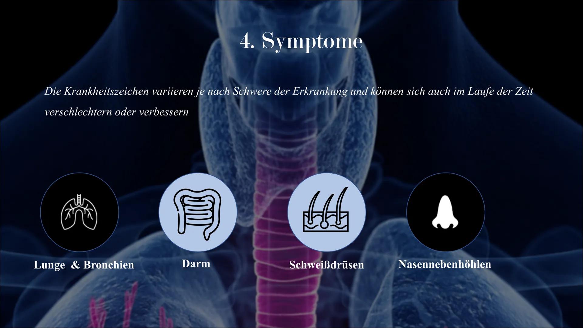 Mukoviszidose # Inhalt

• Was ist Mukoviszidose?
• Ursachen
• Genetische Vererbung
• Symptome
• Diagnoseverfahren
• Behandlungsmöglichkeiten