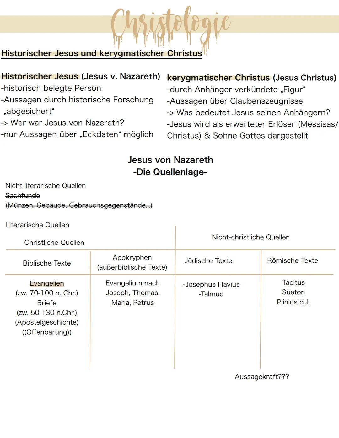 Historischer Jesus und kerygmatischer
Historischer Jesus (Jesus v. Nazareth) kerygmatischer Christus (Jesus Christus)
-historisch belegte Pe
