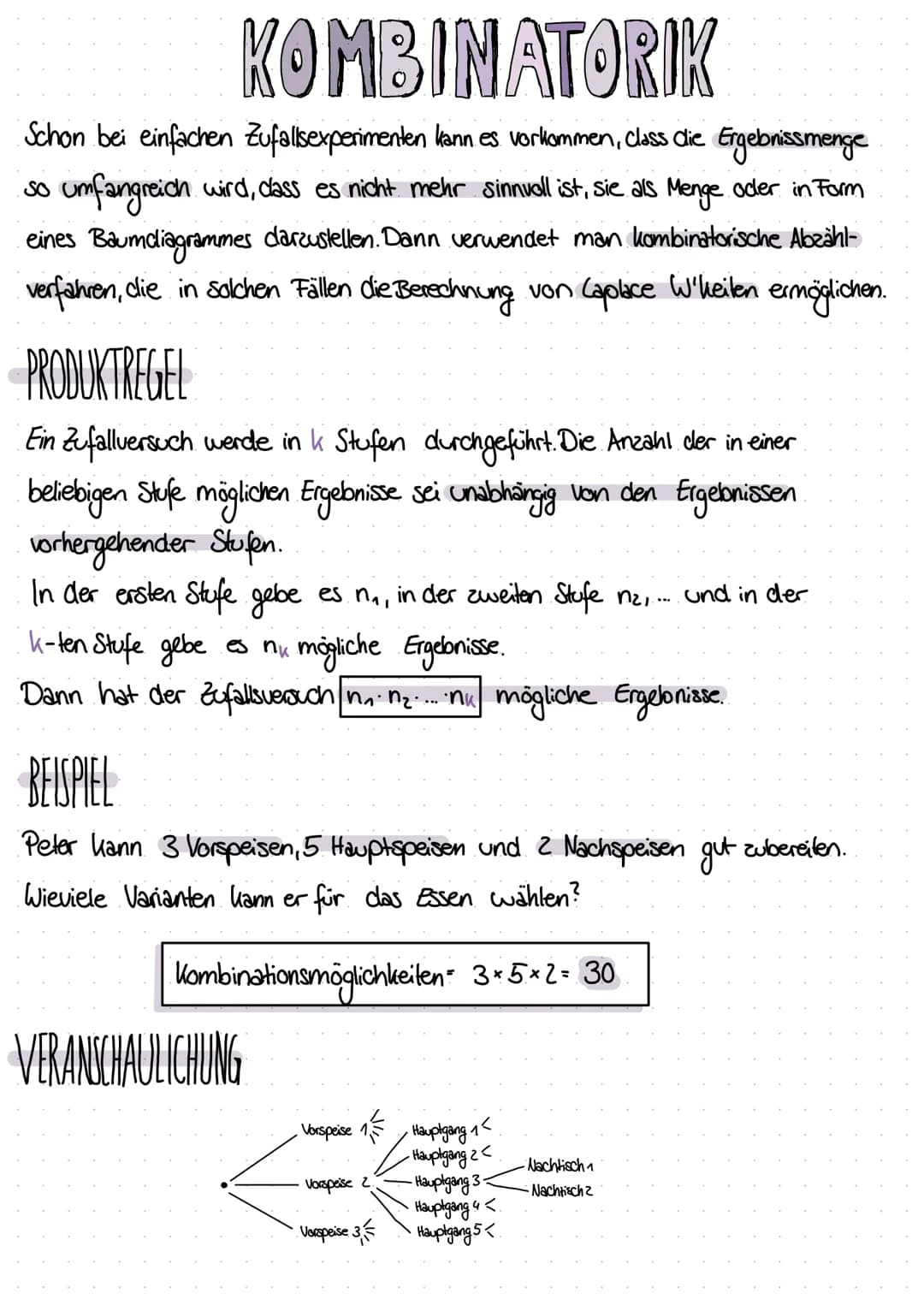 KOMBINATORIK
Schon bei einfachen Zufallsexperimenten kann es vorkommen, class die Ergebnissmenge
So umfangreich wird, dass es nicht mehr sin