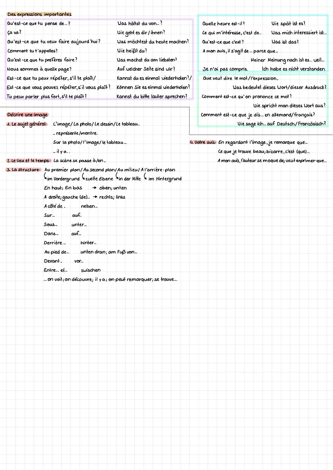 Farben und Kleidung (les couleurs et les vêtements)
- blanc/blanche
- une robe
Kleid
- les baskets
Sportschuhe
- gris/grise
- une chemise
He