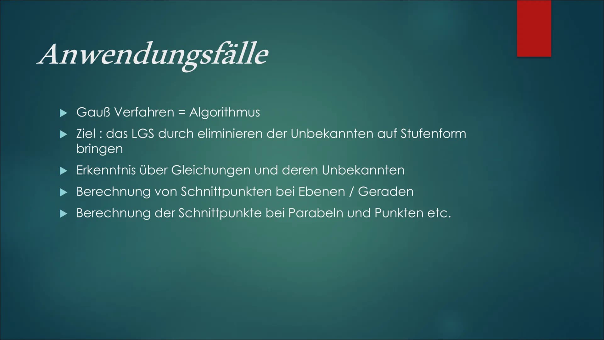 Mathematik
Grundlegendes Anforderungsniveau
Was ist das Gaußsche Eliminationsverfahren?
Das Gaußsche-Eliminationsverfahren oder kurz der Gau