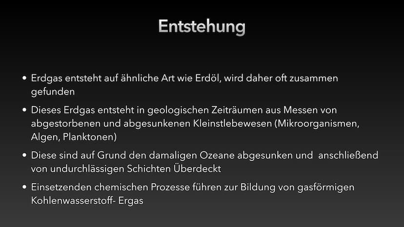 Erdgas Inhaltsverzeichnis
• Was ist Erdgas?
• 4 Formen von Erdgas
• Die Entstehung von Erdgas
• Vorkommen
• Gewinnung
• Verarbeitung
Bedeutu