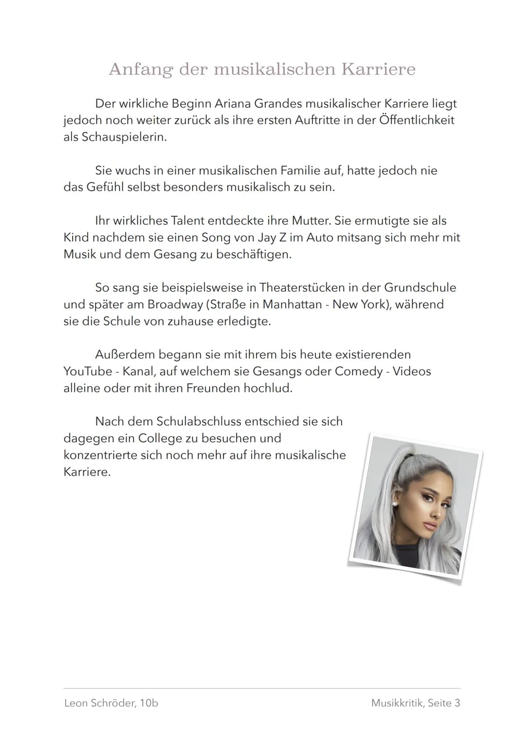 Musikkritik
thank u, next
Leon Schröder, 10b
EXPLICIT CONTENT
761499-
Musikkritik, Seite 1 Einleitung
Allgemeines
In der vorliegenden Musikk