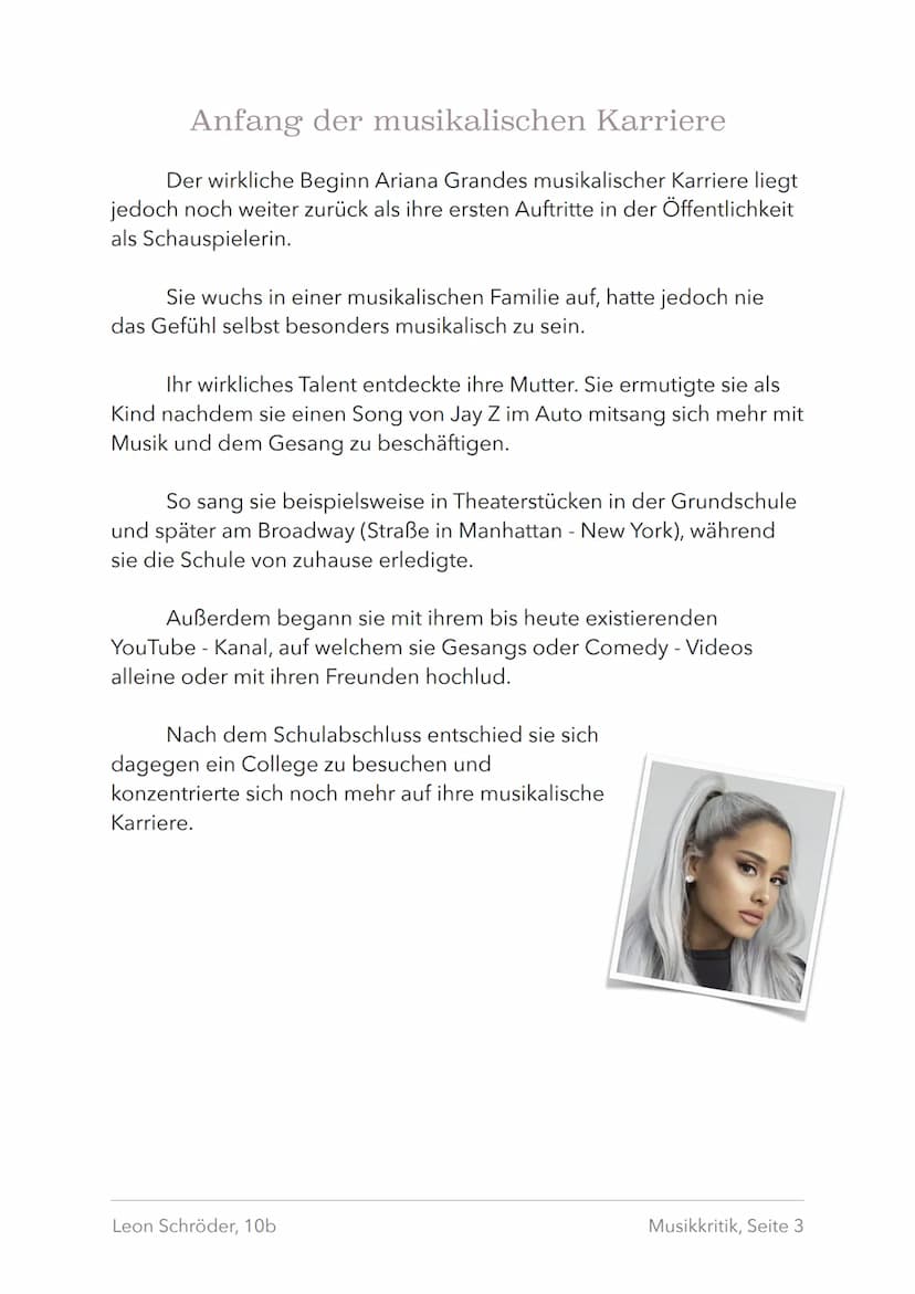 Musikkritik
thank u, next
Leon Schröder, 10b
EXPLICIT CONTENT
761499-
Musikkritik, Seite 1 Einleitung
Allgemeines
In der vorliegenden Musikk