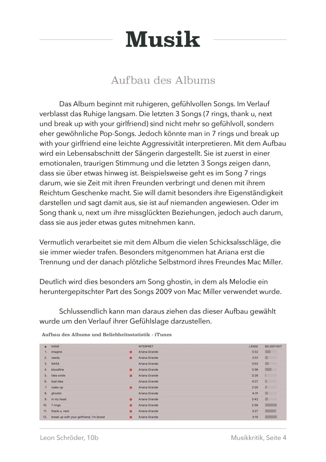 Musikkritik
thank u, next
Leon Schröder, 10b
EXPLICIT CONTENT
761499-
Musikkritik, Seite 1 Einleitung
Allgemeines
In der vorliegenden Musikk