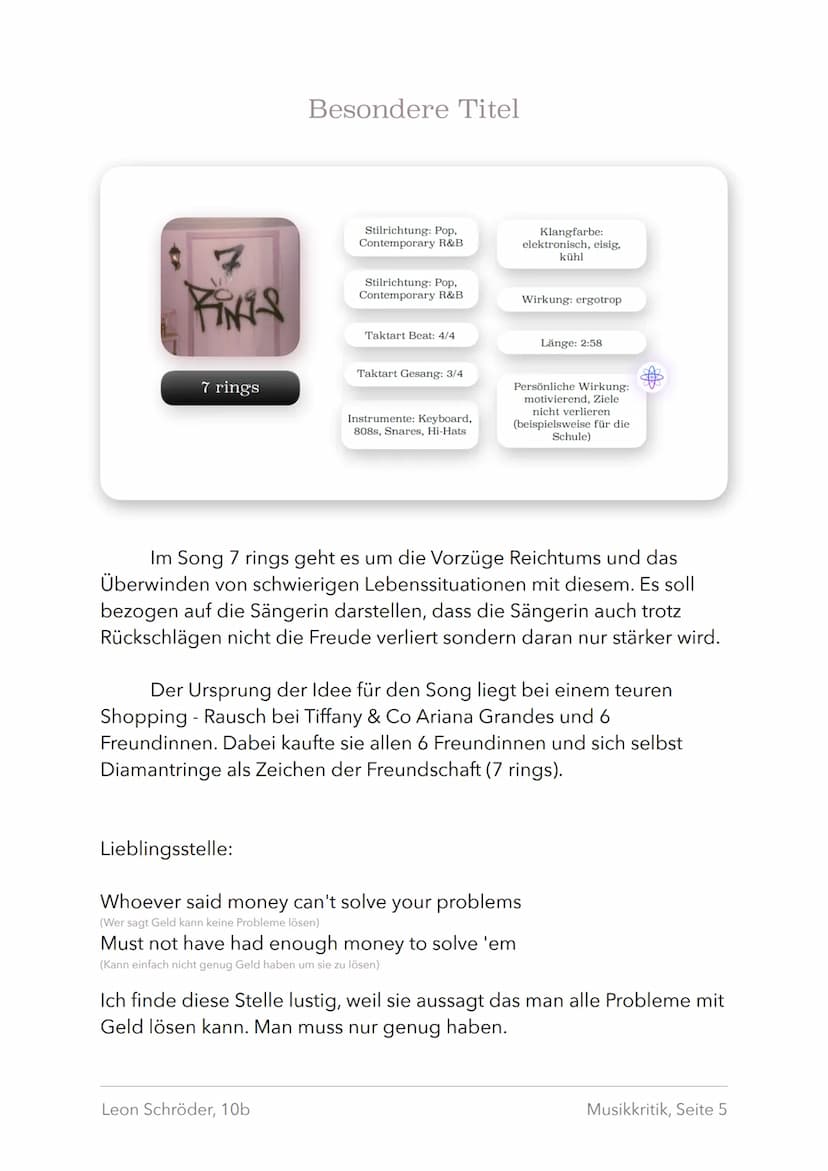 Musikkritik
thank u, next
Leon Schröder, 10b
EXPLICIT CONTENT
761499-
Musikkritik, Seite 1 Einleitung
Allgemeines
In der vorliegenden Musikk