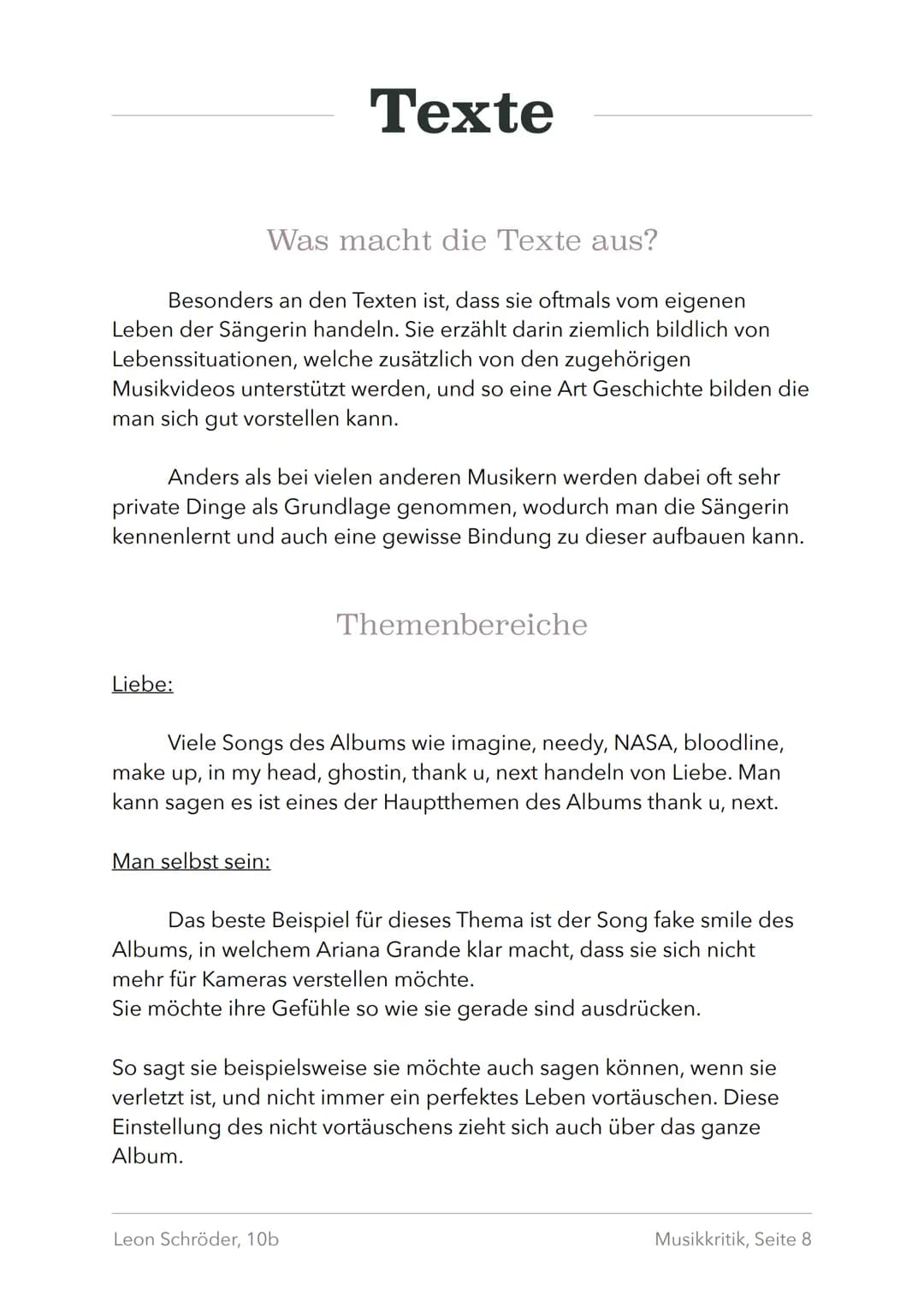 Musikkritik
thank u, next
Leon Schröder, 10b
EXPLICIT CONTENT
761499-
Musikkritik, Seite 1 Einleitung
Allgemeines
In der vorliegenden Musikk