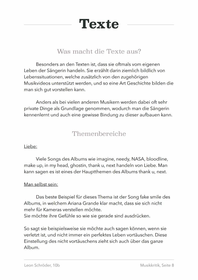 Musikkritik
thank u, next
Leon Schröder, 10b
EXPLICIT CONTENT
761499-
Musikkritik, Seite 1 Einleitung
Allgemeines
In der vorliegenden Musikk