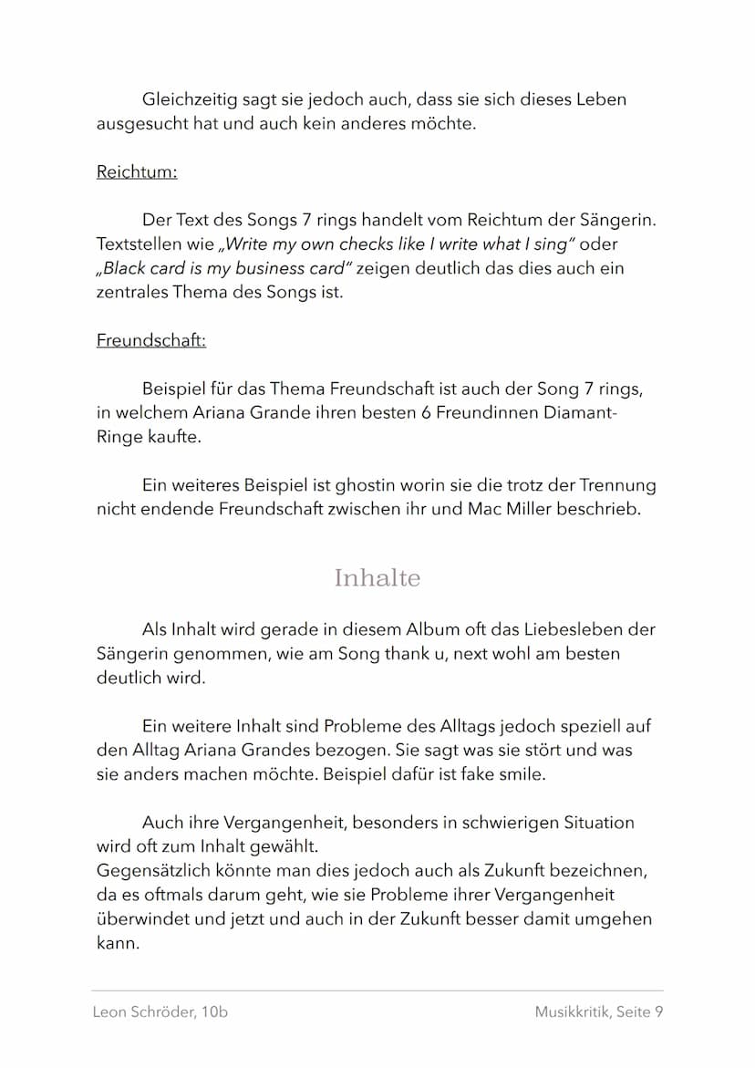 Musikkritik
thank u, next
Leon Schröder, 10b
EXPLICIT CONTENT
761499-
Musikkritik, Seite 1 Einleitung
Allgemeines
In der vorliegenden Musikk